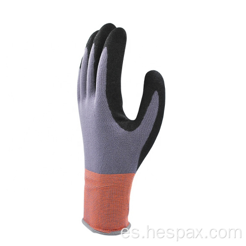 Guantes de trabajo recubiertos con nitrilo resistente a aceite anti-Slip Hespax